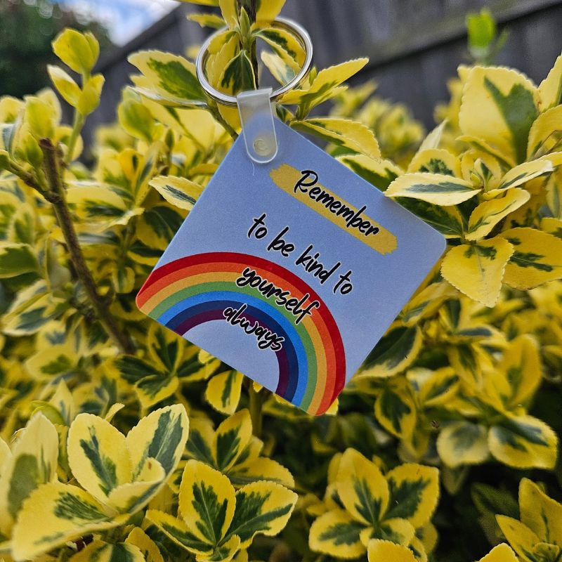 Metal Square Grounding Keyring with Box Breathing Instructions and Affirmation - Image 3