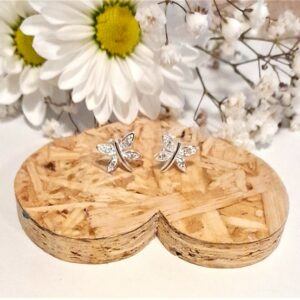 925 silver cubic zirconia dragonfly stud earrings