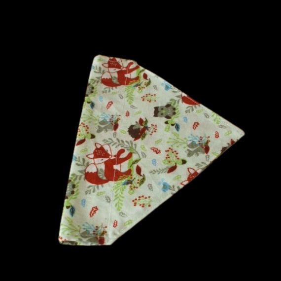 Dog bandana over the collar design with foxes-pale green ferns background