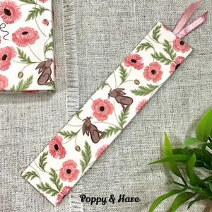 Handmade Fabric Bookmark / Poppy and Hare