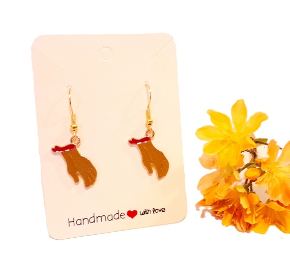 Halloween amputated hands colourful drop earrings with 18k gold plated wires