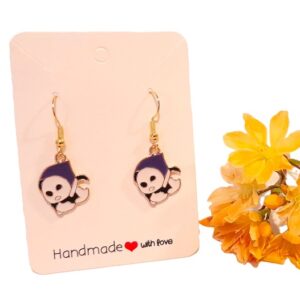 Halloween scary ghost scythe colourful drop earrings with 18k gold plated wires