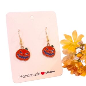 Halloween scary pumpkin colourful drop earrings with 18k gold plated wires