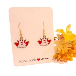 Halloween vampire ghost colourful drop earrings with 18k gold plated wires