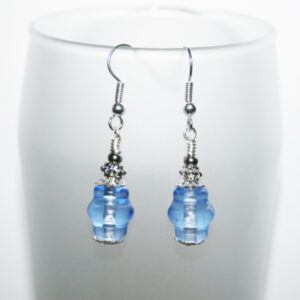 Handmade Pale Blue Glass Bead Drop Earrings – Elegant Dangly Earrings with Silver Accents