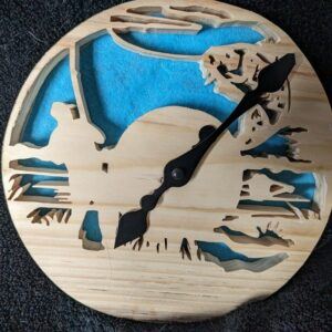 Handcrafted Pine Fishing Picture Wall Clock – Ideal Gift for Fishing Enthusiasts