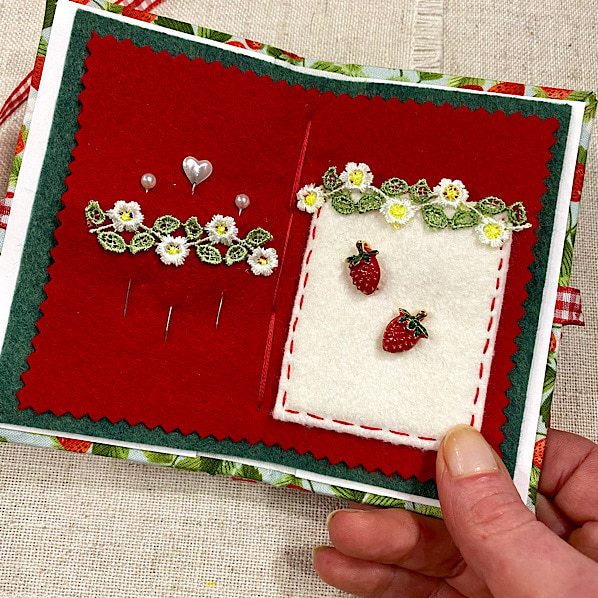 Handmade Needle Book / Strawberry Needle Case - Image 5