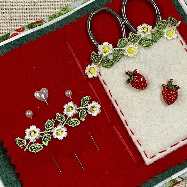 Handmade Needle Book / Strawberry Needle Case - Image 8