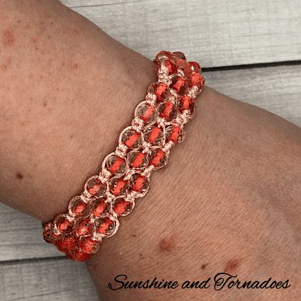 Handmade Adjustable Bracelet with glass beads Honeycomb Pattern