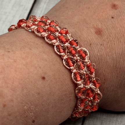 Handmade Adjustable Bracelet with glass beads Honeycomb Pattern - Image 4
