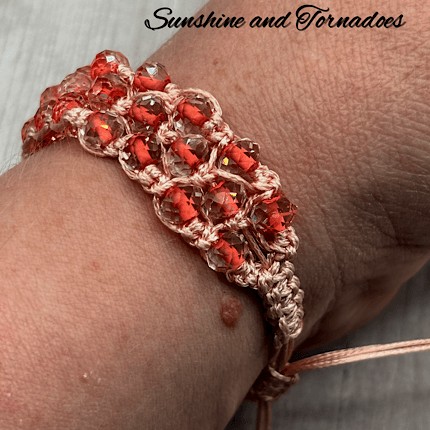 Handmade Adjustable Bracelet with glass beads Honeycomb Pattern - Image 3