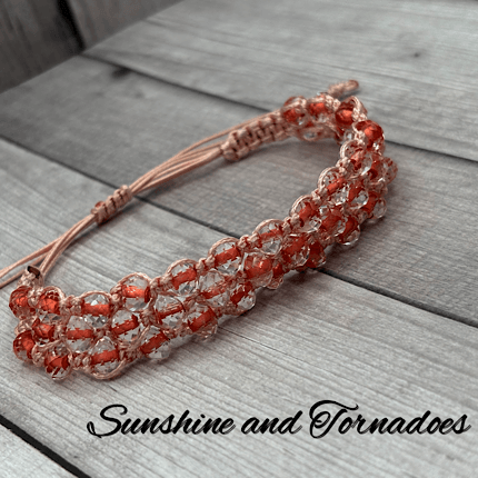 Handmade Adjustable Bracelet with glass beads Honeycomb Pattern - Image 7