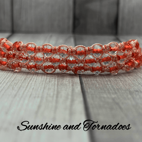 Handmade Adjustable Bracelet with glass beads Honeycomb Pattern - Image 6