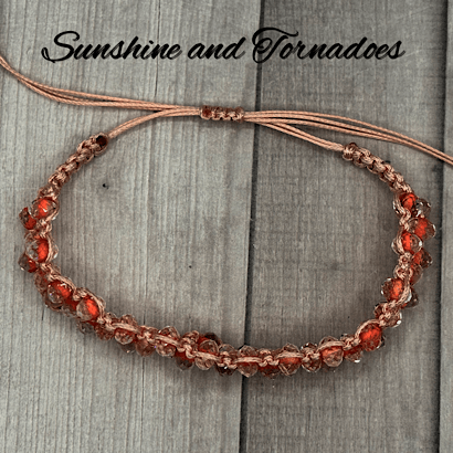Handmade Adjustable Bracelet with glass beads Honeycomb Pattern - Image 5