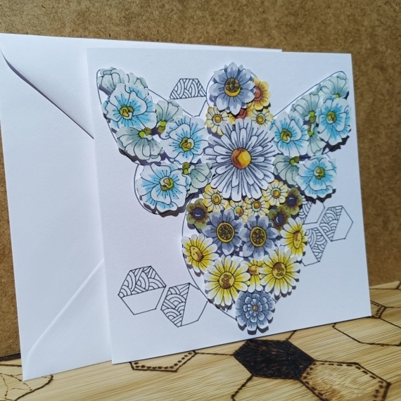 Bee Made of Flowers Handmade 6" Embellished Greetings Card - Unique and Charming Design - Image 2