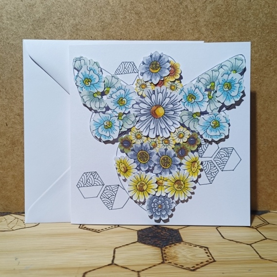 Bee Made of Flowers Handmade 6" Embellished Greetings Card - Unique and Charming Design - Image 3