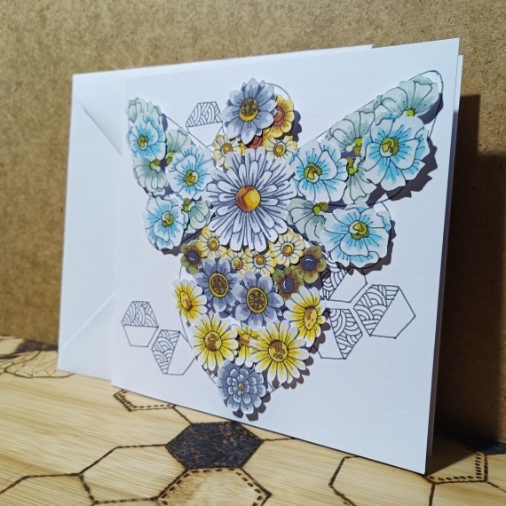Bee Made of Flowers Handmade 6" Embellished Greetings Card - Unique and Charming Design - Image 4