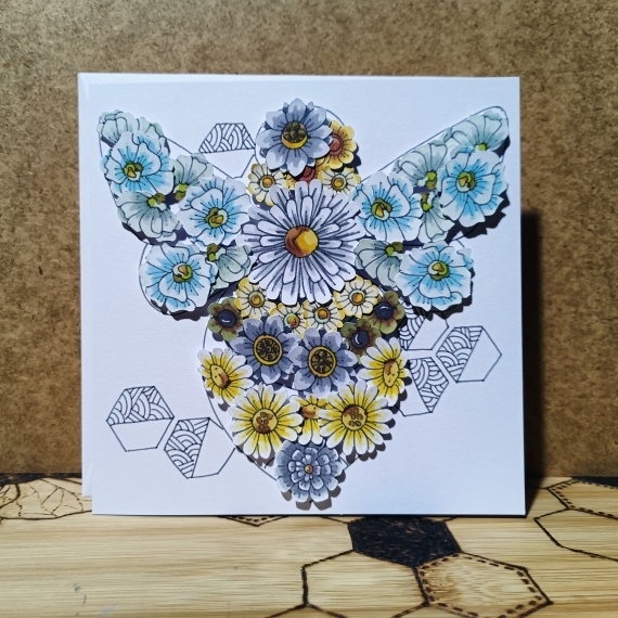 Bee Made of Flowers Handmade 6" Embellished Greetings Card - Unique and Charming Design - Image 5