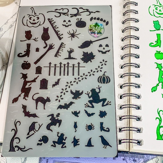 Magical Creatures Journal Stencil, Mythical wizardry Craft Stencil, Dragons, Fairies, witches, Pegasus, bats, cats, fairy, mermaids