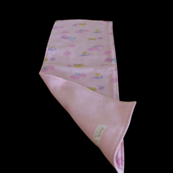 Pink baby girl burp cloth-poly cotton front and super soft fleece backing