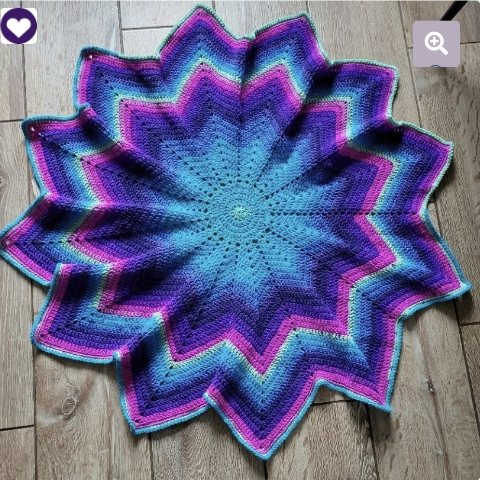 Handmade Purple Multi Bright Rainbow Star Blanket - Acrylic Yarn