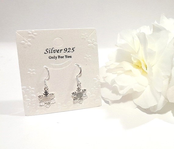 Sterling silver snowflake drop earrings on sterling silver wires