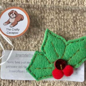 Christmas themed handcrafted embellishment for pet collar/harness