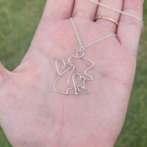 Sterling Silver Rat Pendant Necklace with Heart Detail