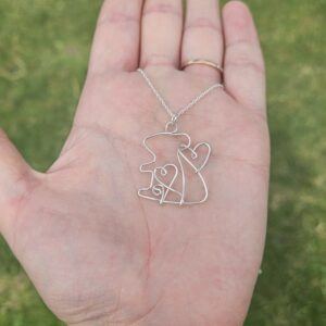 Sterling Silver Rat Pendant Necklace with Heart Detail