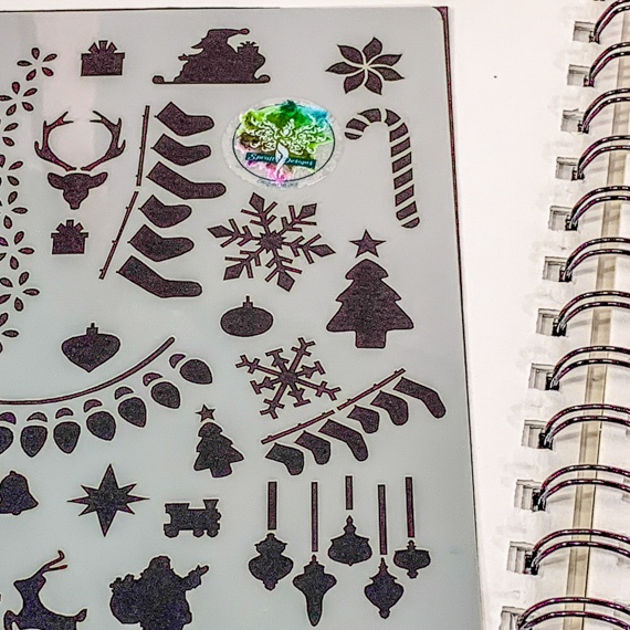 Christmas Journal Stencil close up of top right side