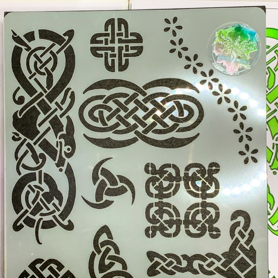 Celtic Journal Stencil Design 2 close up of top of stencil
