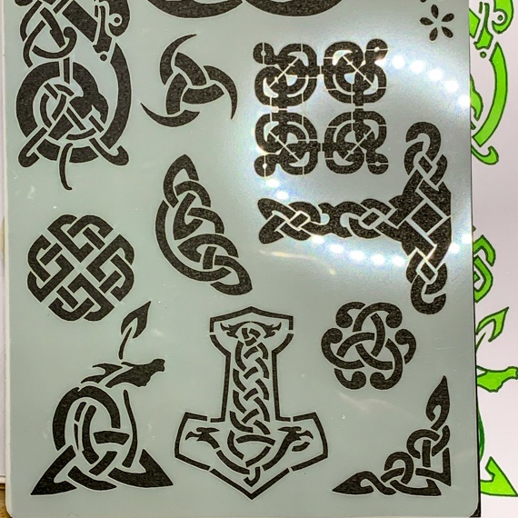 Celtic Journal Stencil Design 2 close up of bottom of stencil