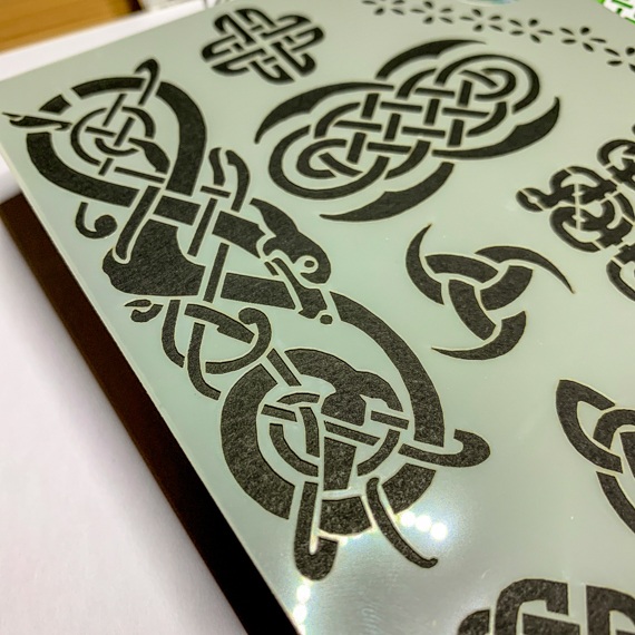 Celtic Journal Stencil Design 2 close up of top left