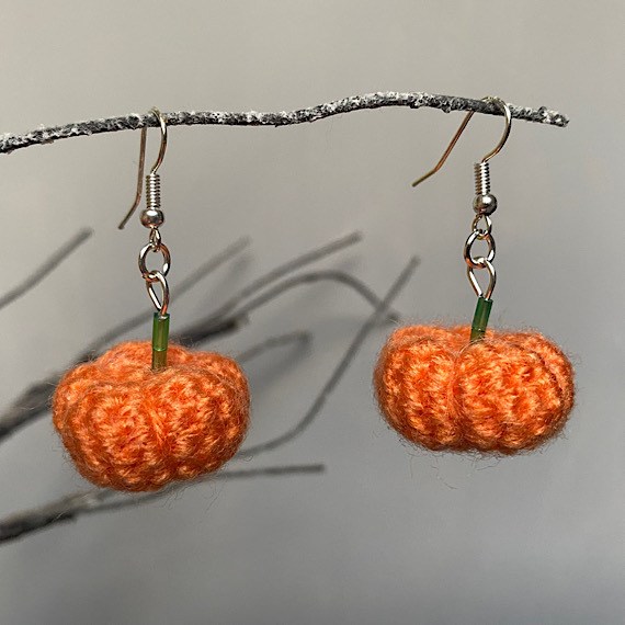 Handmade Crochet Pumpkin Earrings