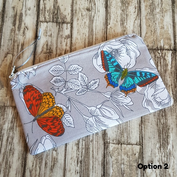 Elegant Grey Butterfly Zipper Pouch – Medium Size Pencil Case, Makeup Bag & Travel Organizer