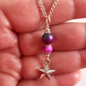 Handmade Beaded Star Pendant Necklace – Unique Charm Jewellery in Choice of Colours – UK Artisan Gift