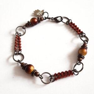 Handmade Copper Beaded Bracelet with Airbrushed Beads – Rustic Wirework Artisan Jewellery