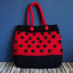 Handmade Medium Sized Felted Wool Ladybird Handbag – Red & Black Polka Dot Spot Bag