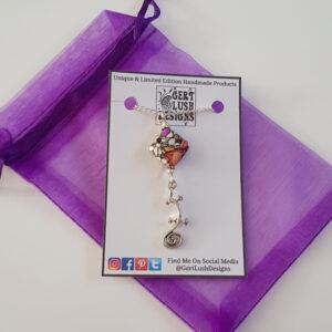 Handmade Pendant with Lilac Brecciated Mookaite Gemstone Bead and Silver Lizard Charm