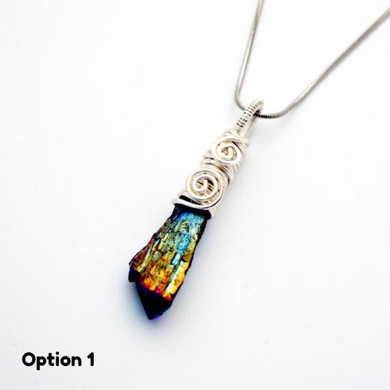 Handmade Rainbow Crystal Pendant Necklaces – Wire Wrapped Iridescent Crystal Jewellery