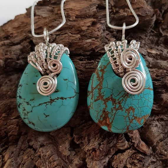 Handmade Sea Sediment Jasper Pendant Necklace – Wirework Wrapped Natural Gemstone Jewellery