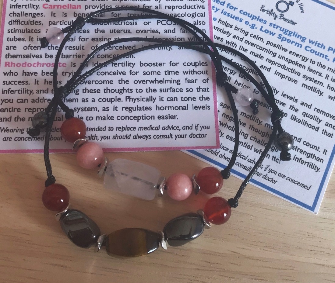 Couples Gemstone Fertility Bracelets Set for Him and Her, PCOS, Endometriosis help - Image 2