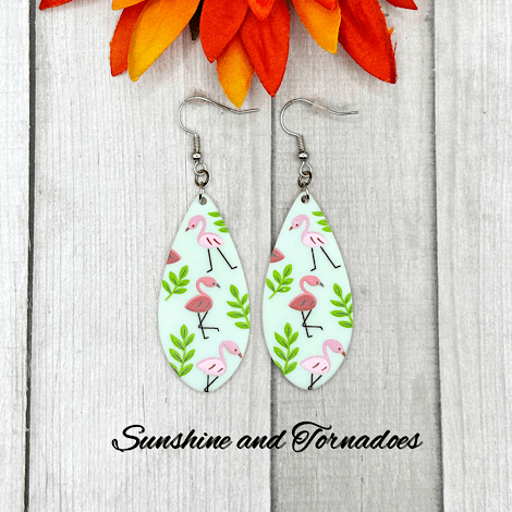 Handmade Lightweight Drop Earrings with Flamingo Design. - Image 2