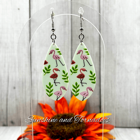 Handmade Lightweight Drop Earrings with Flamingo Design.