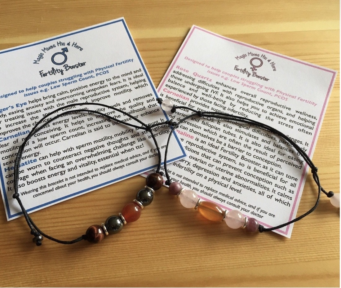 Couples Gemstone Fertility Bracelets Set for Him and Her, PCOS, Endometriosis help - Image 3