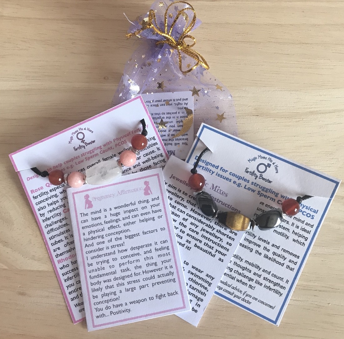 Couples Gemstone Fertility Bracelets Set for Him and Her, PCOS, Endometriosis help