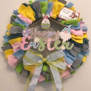 Handcrafted Easter themed rag door wreath
