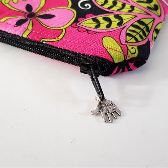 Pink Flower Power Zipper Pouch – Handmade Coin Purse, Store Card Holder & Everyday Essentials Organiser