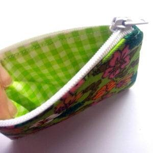 Retro Green Floral Zipper Pouch – Handmade Coin Purse, Pill Holder & Small Essentials Organiser