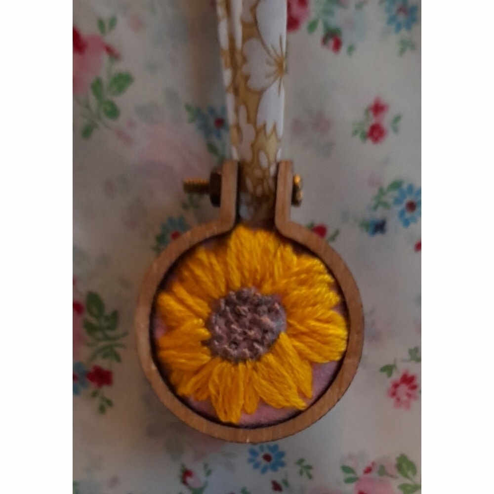Necklace , Sunflower Mini Hoop Embroidery